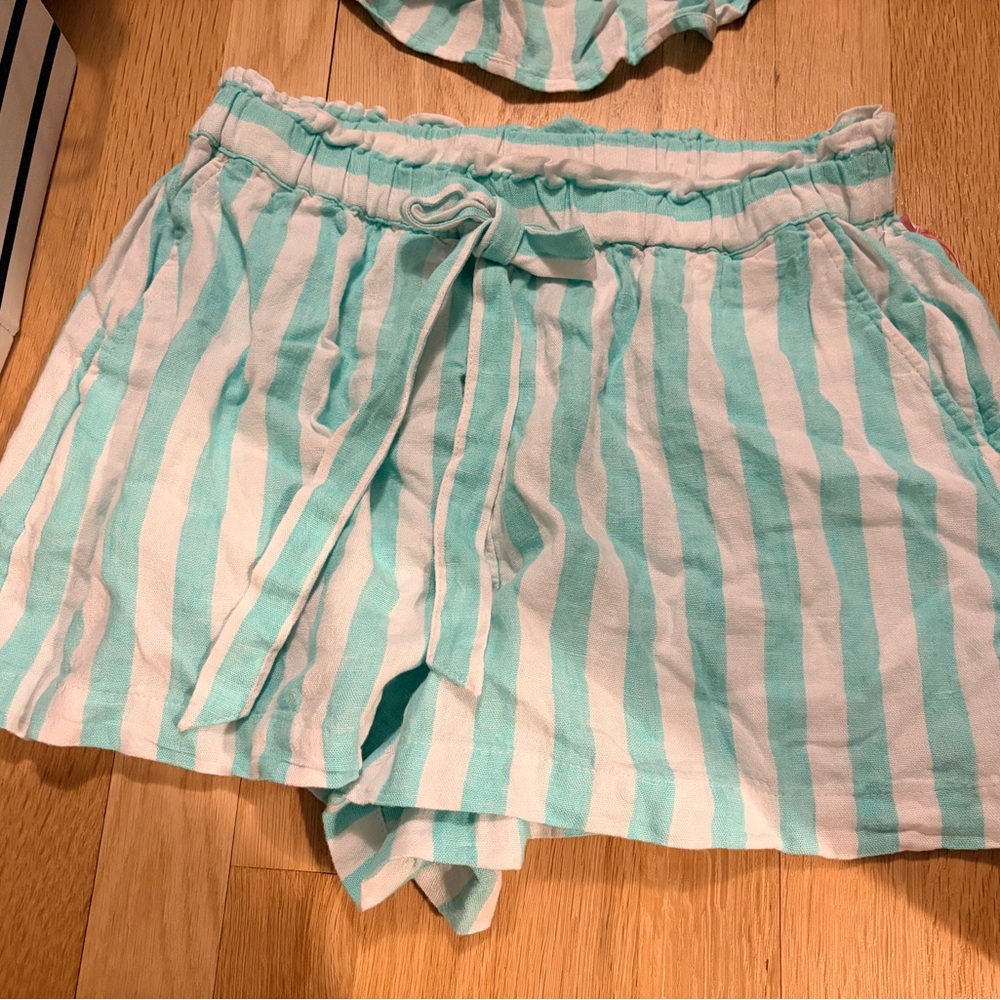 NWT Stoney Clover Lane Target Striped Set S Aqua White Top Shorts - Picture 2 of 6